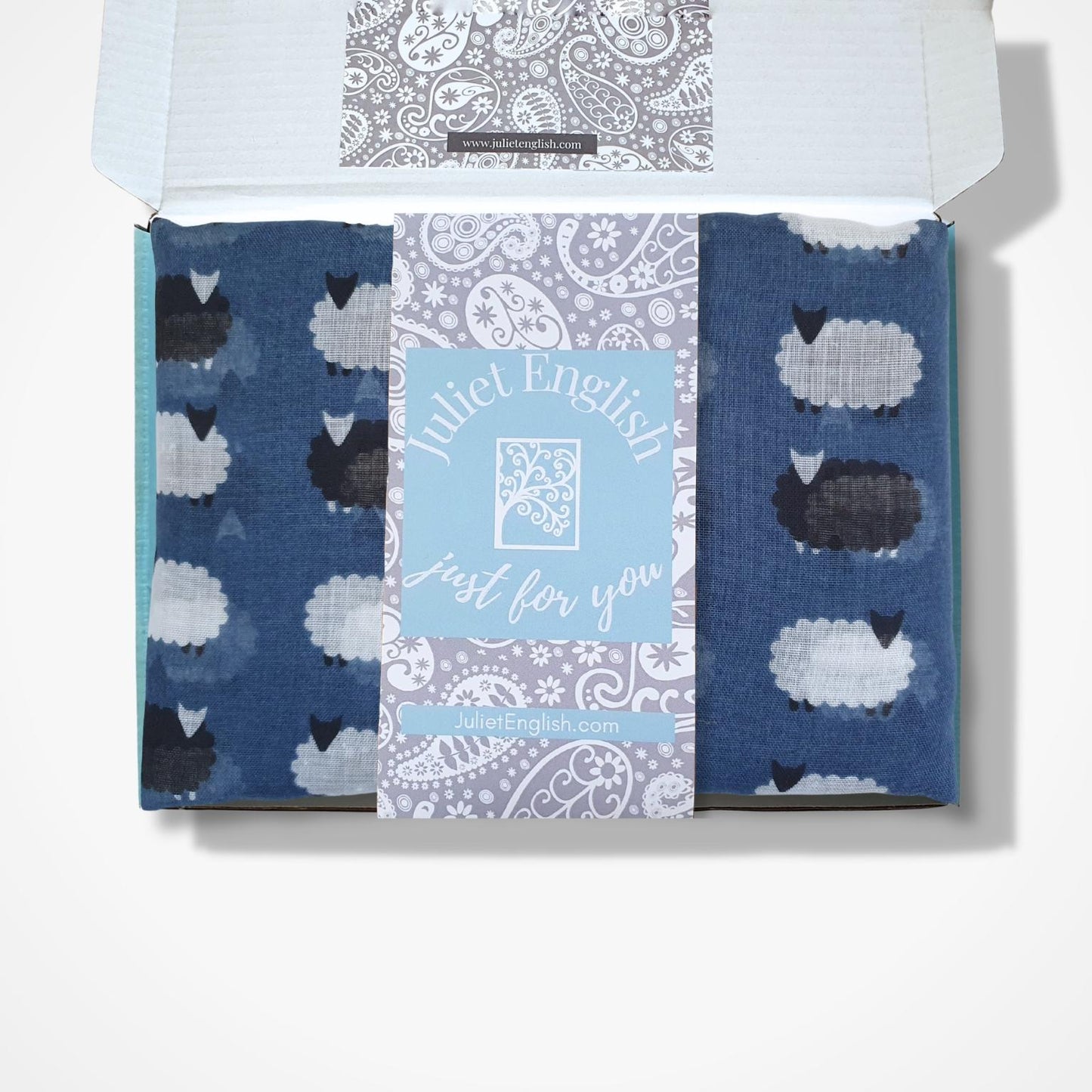 Sheep print scarf in a gift box