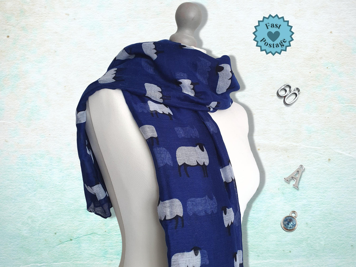 Sheep Scarf - Blue