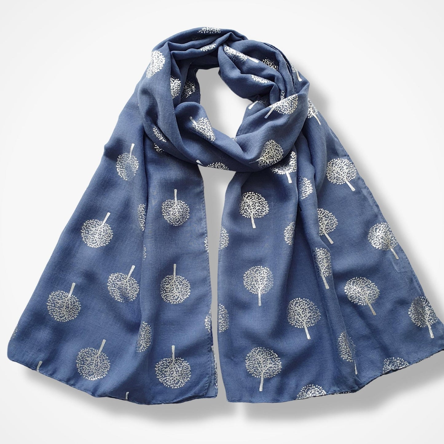 Foil Mulberry Tree Scarf - Blue & Silver