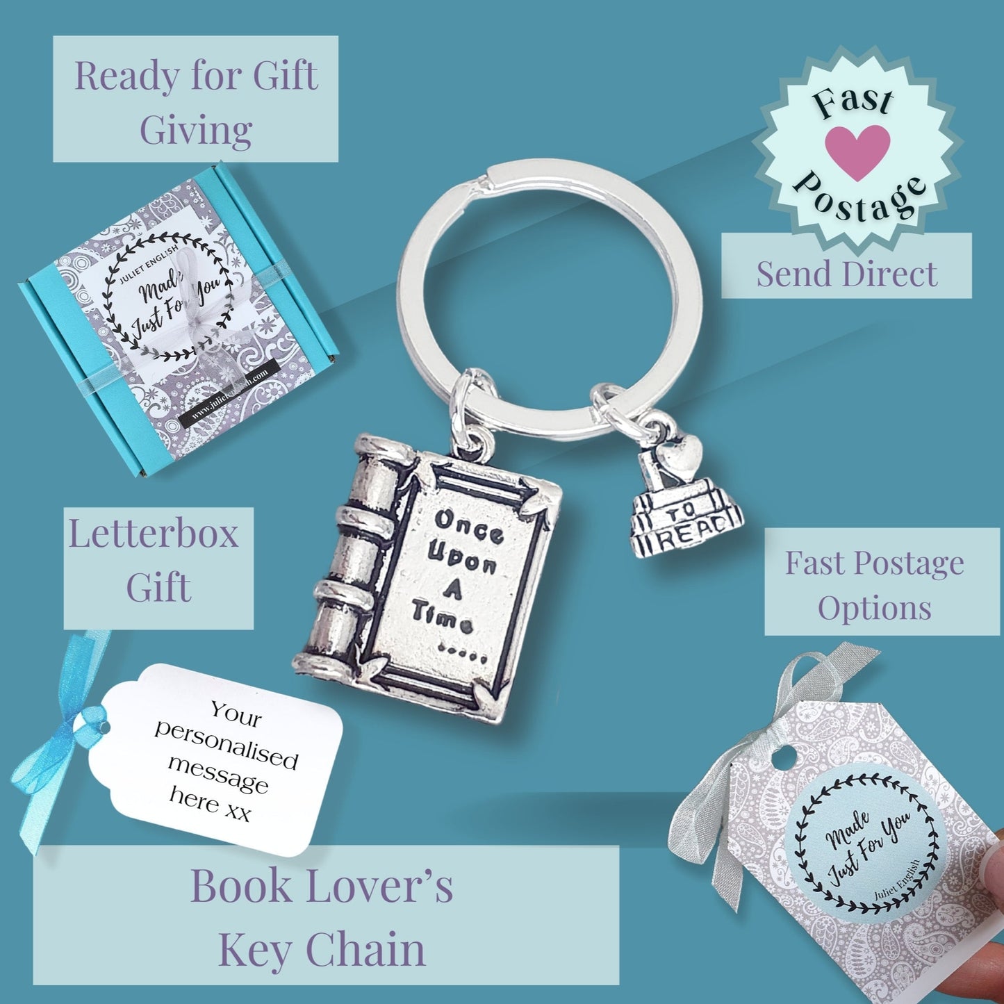 Book Lover's Keyring - Silver