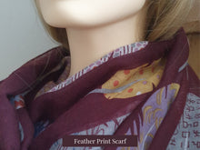 Load image into Gallery viewer, Feather Print Scarf - Maroon
