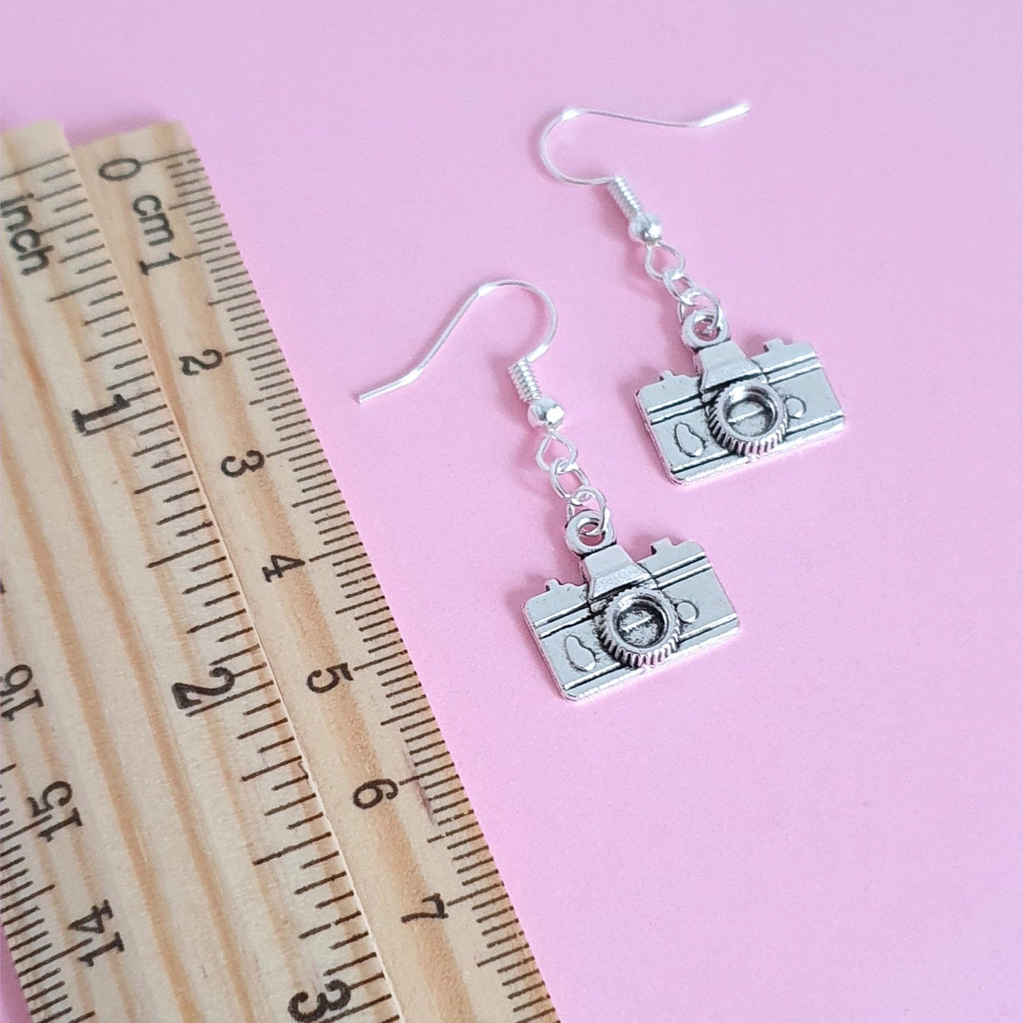 Camera Earrings - Silver