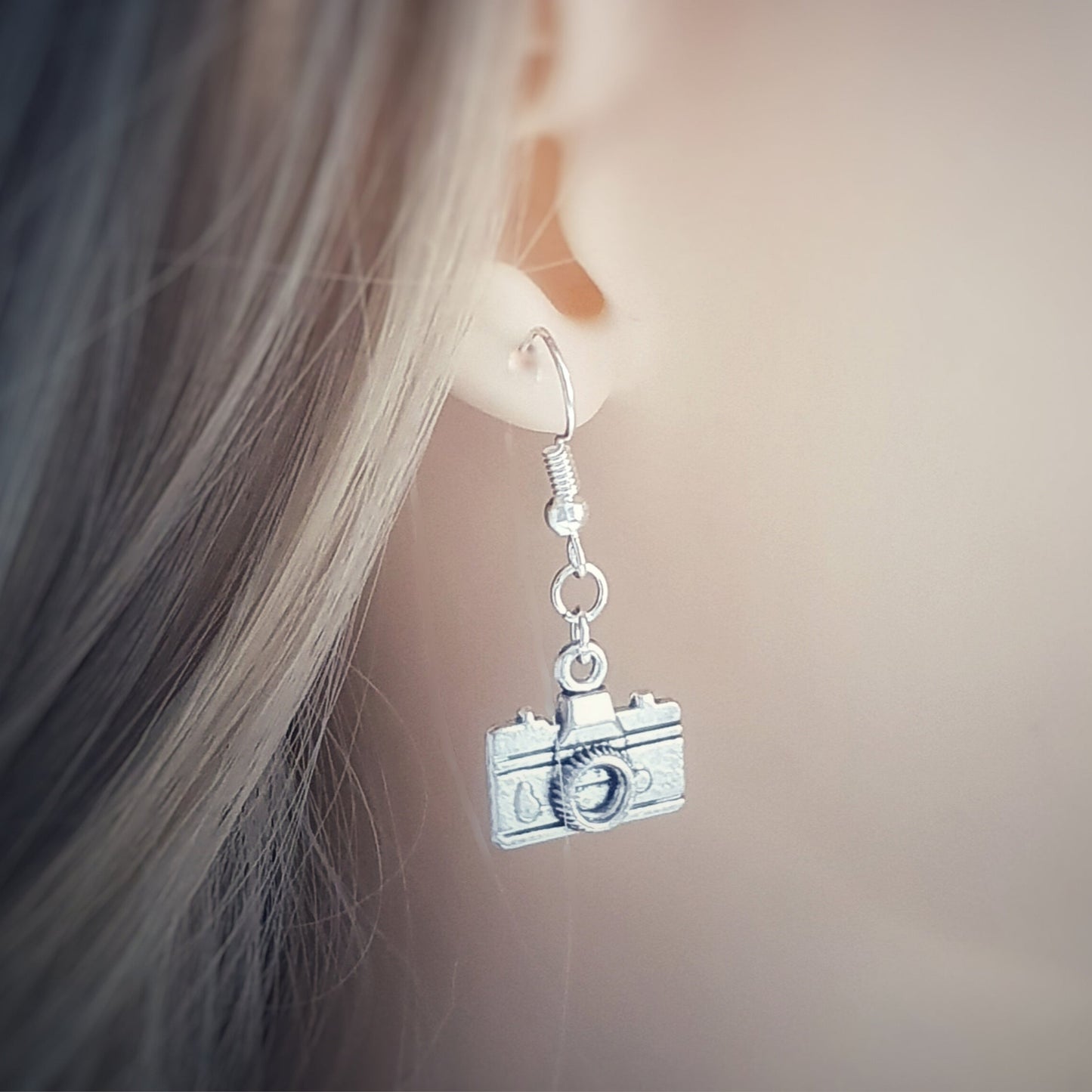 Camera Earrings - Silver