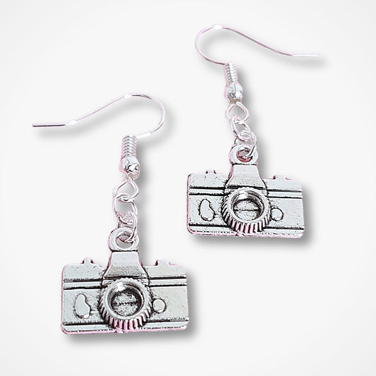 Camera Earrings - Silver