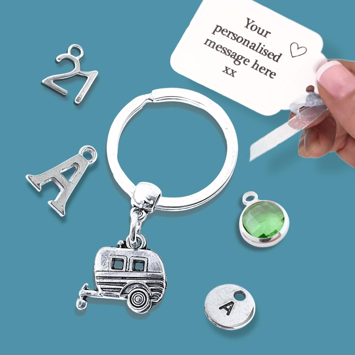 Caravan Keyring - Silver