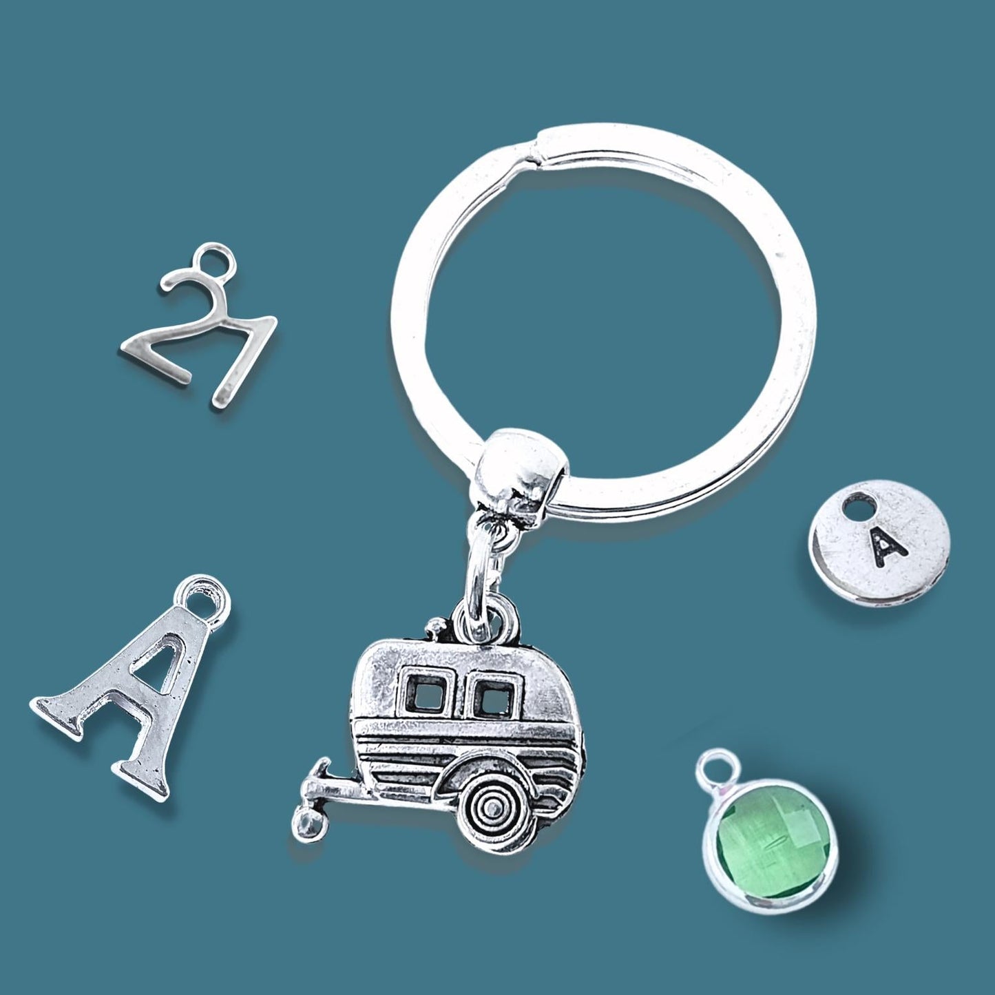 Caravan Keyring - Silver
