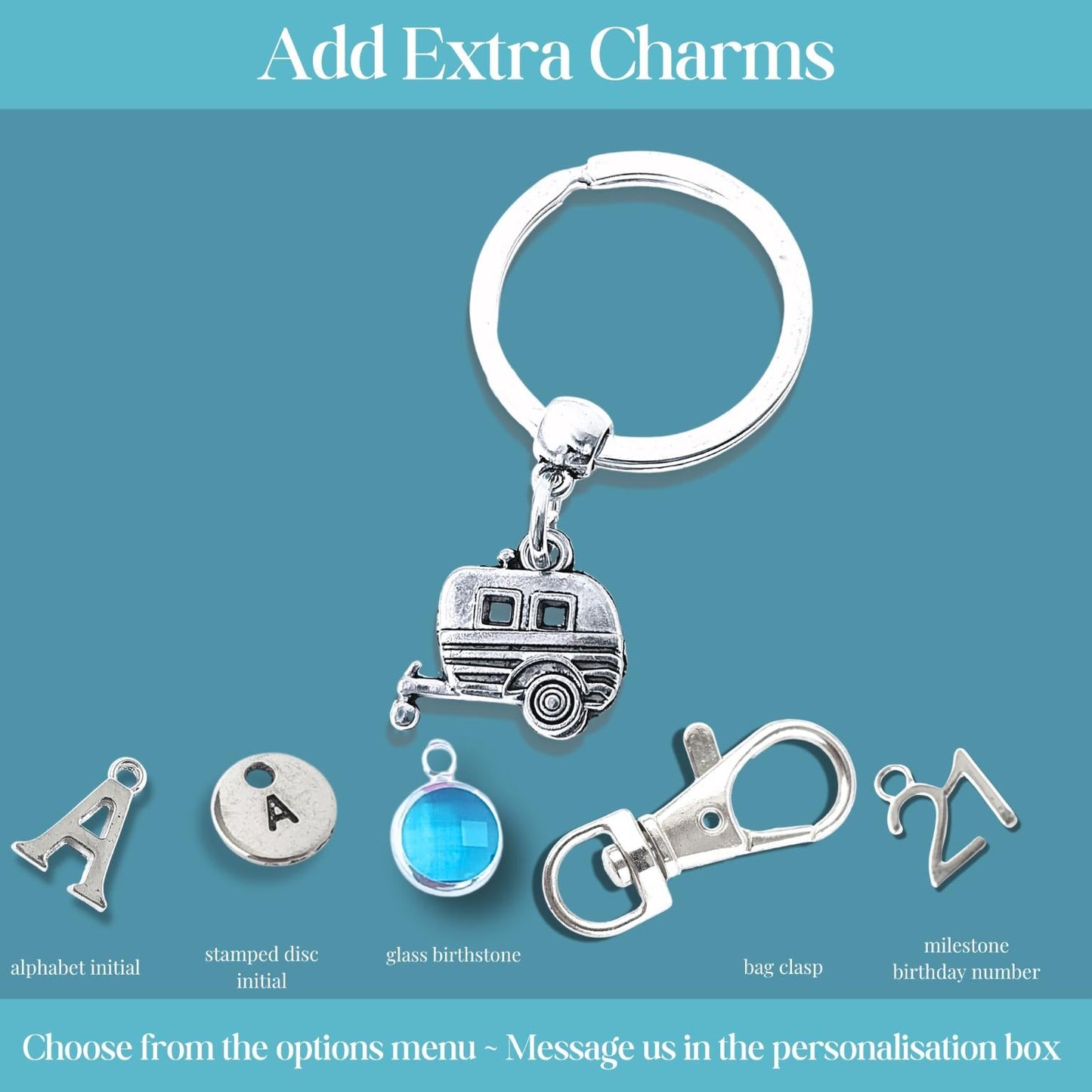 Caravan Keyring - Silver