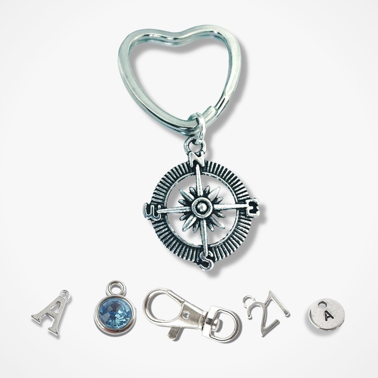 Compass Keyring - Silver