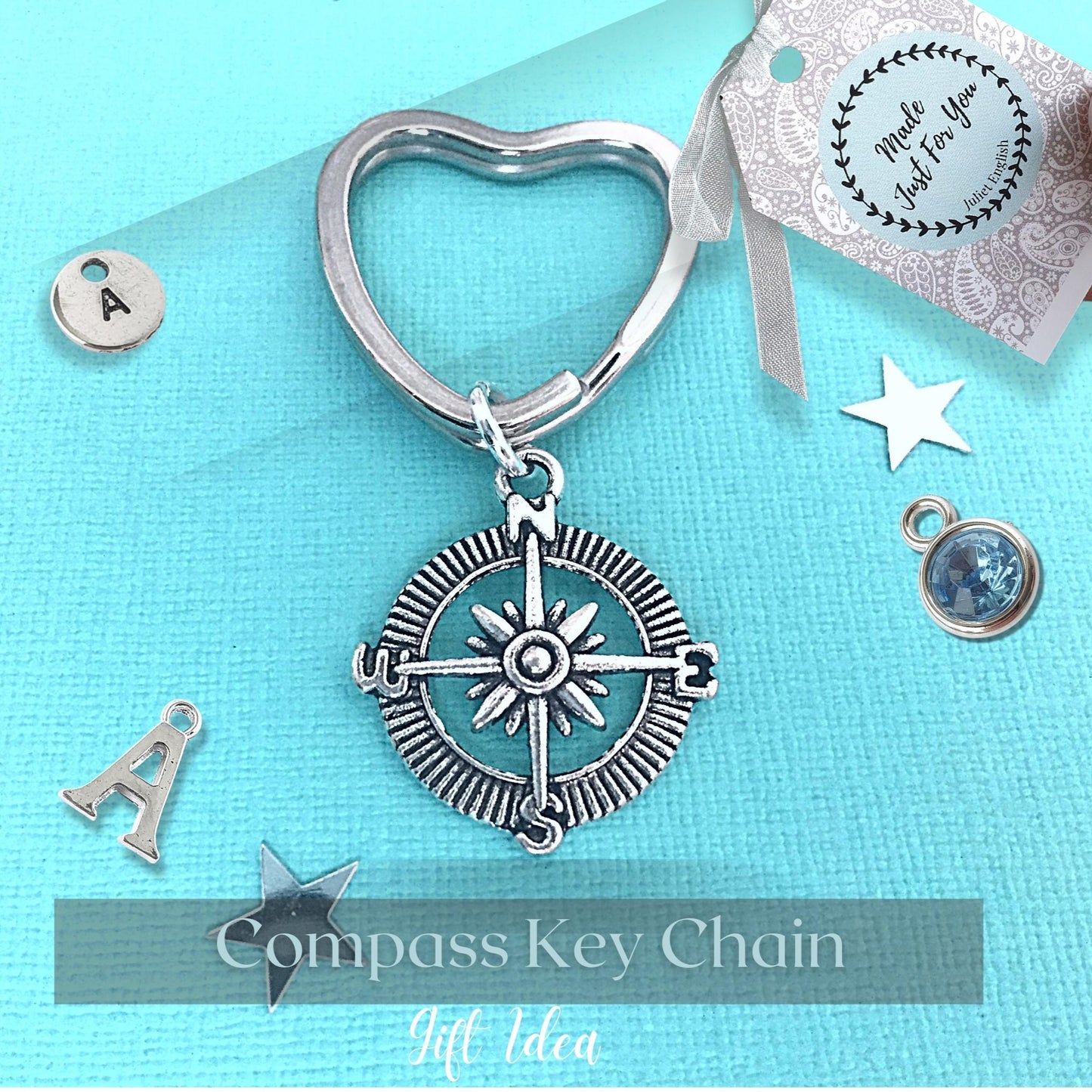 Compass Keyring - Silver