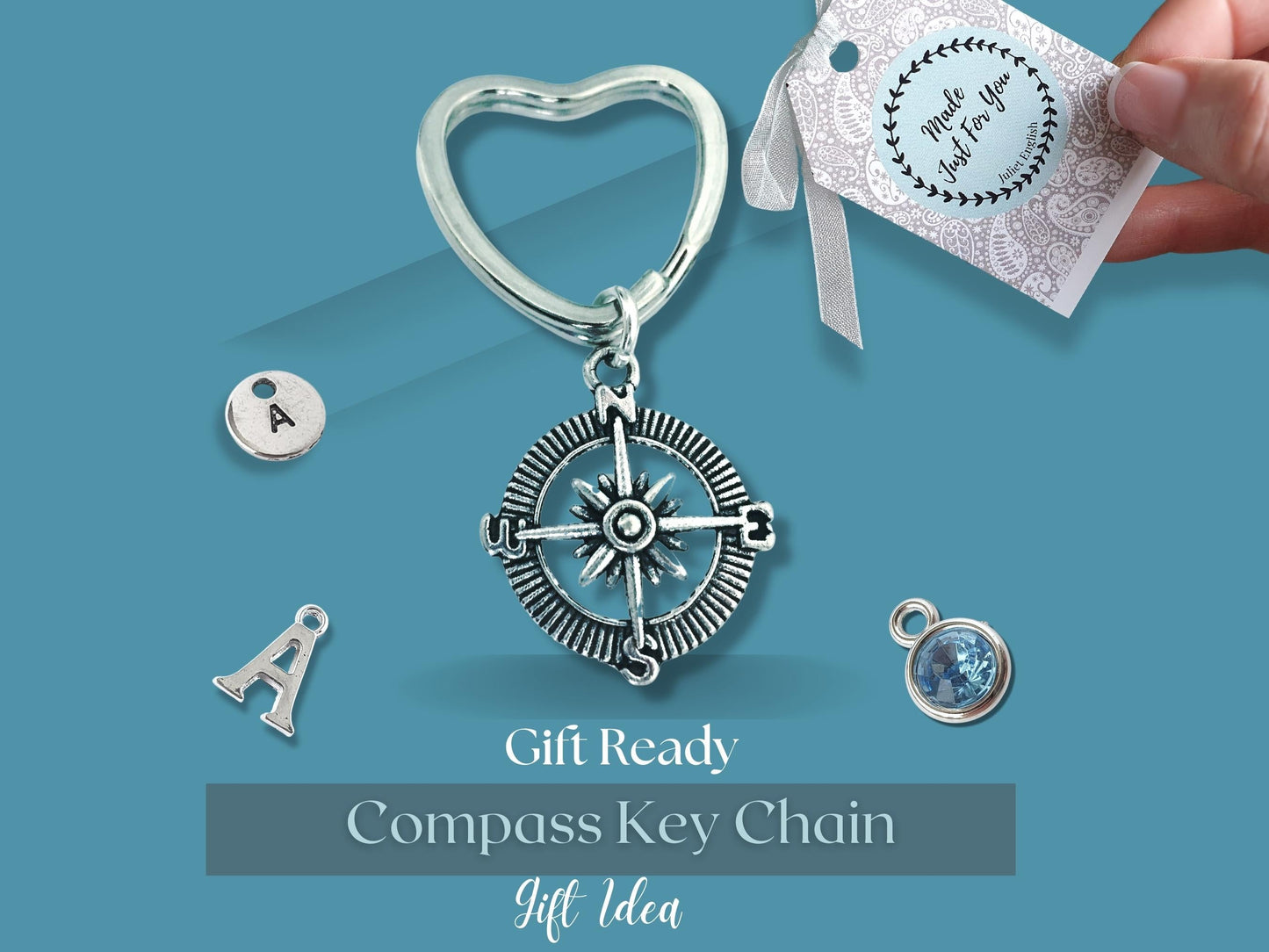 Compass Keyring - Silver