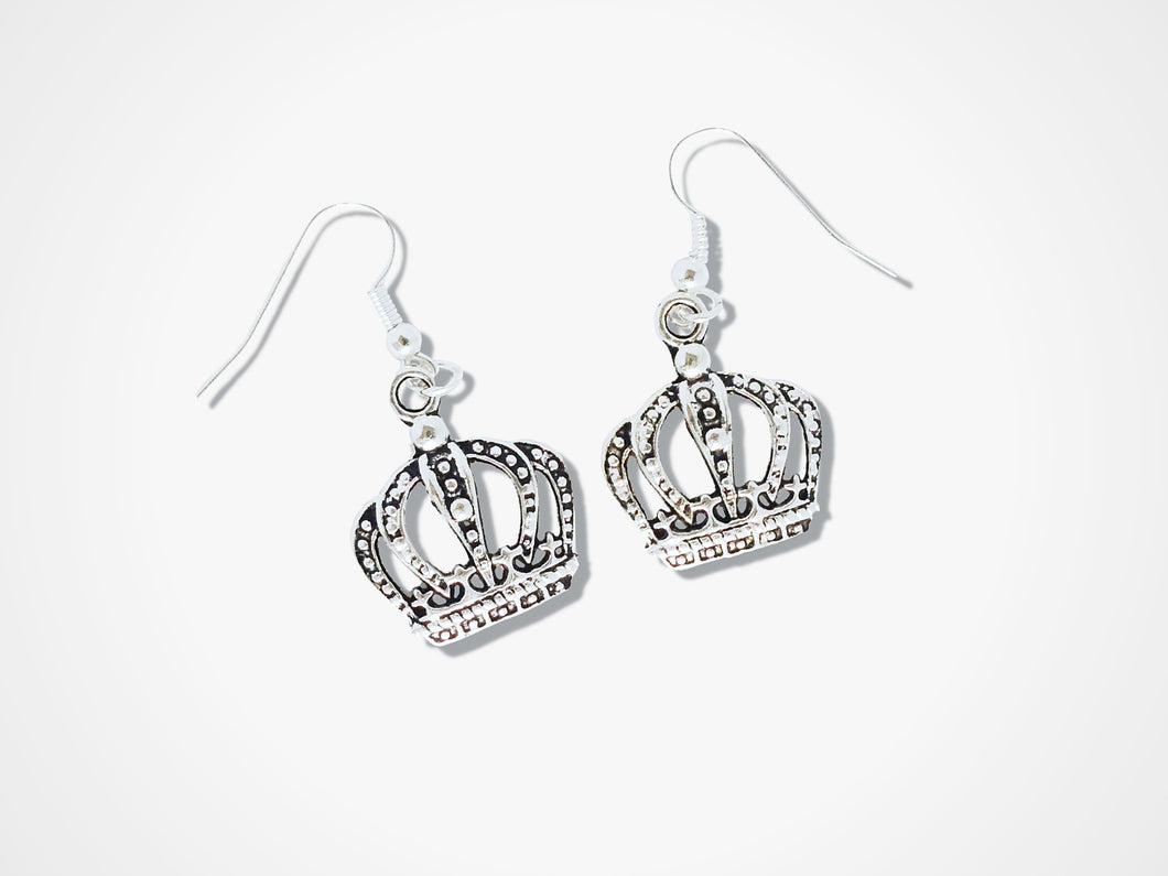Crown Earrings - Silver