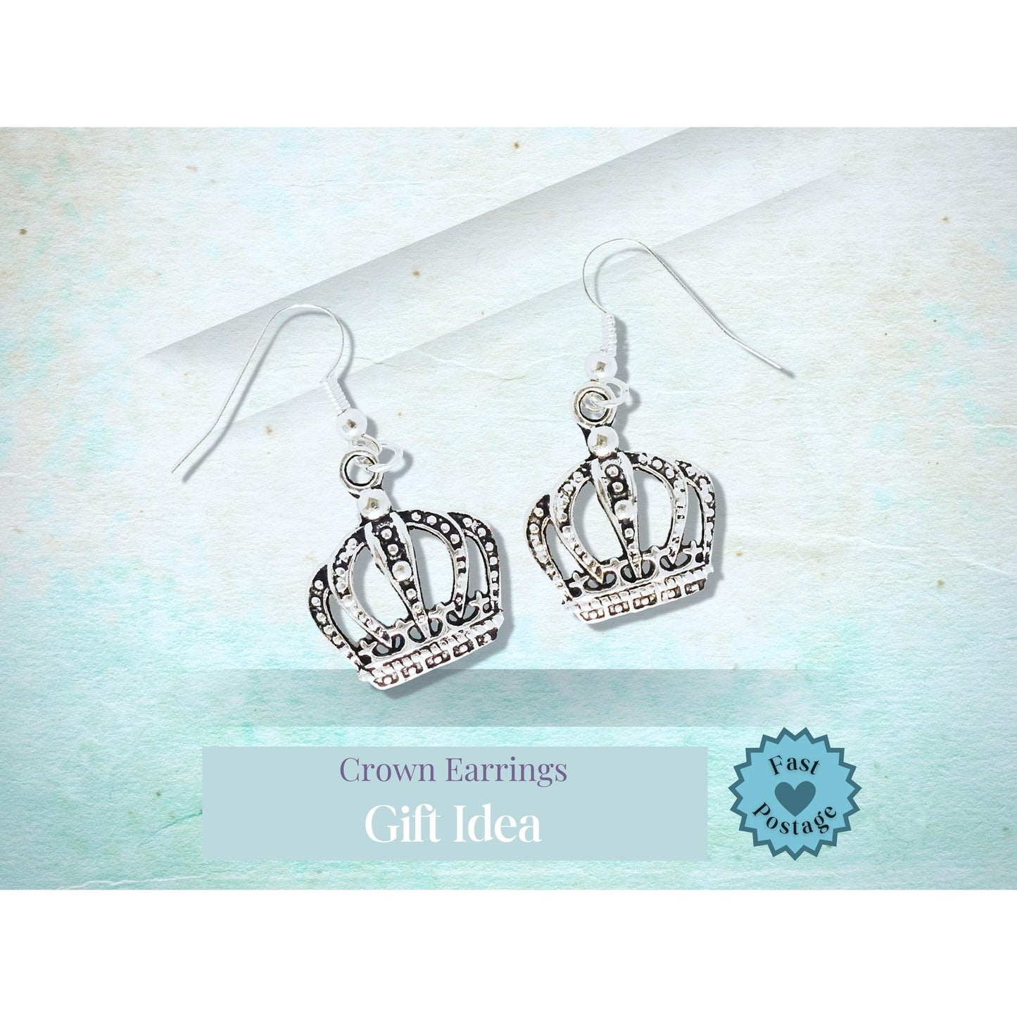 Crown Earrings - Silver