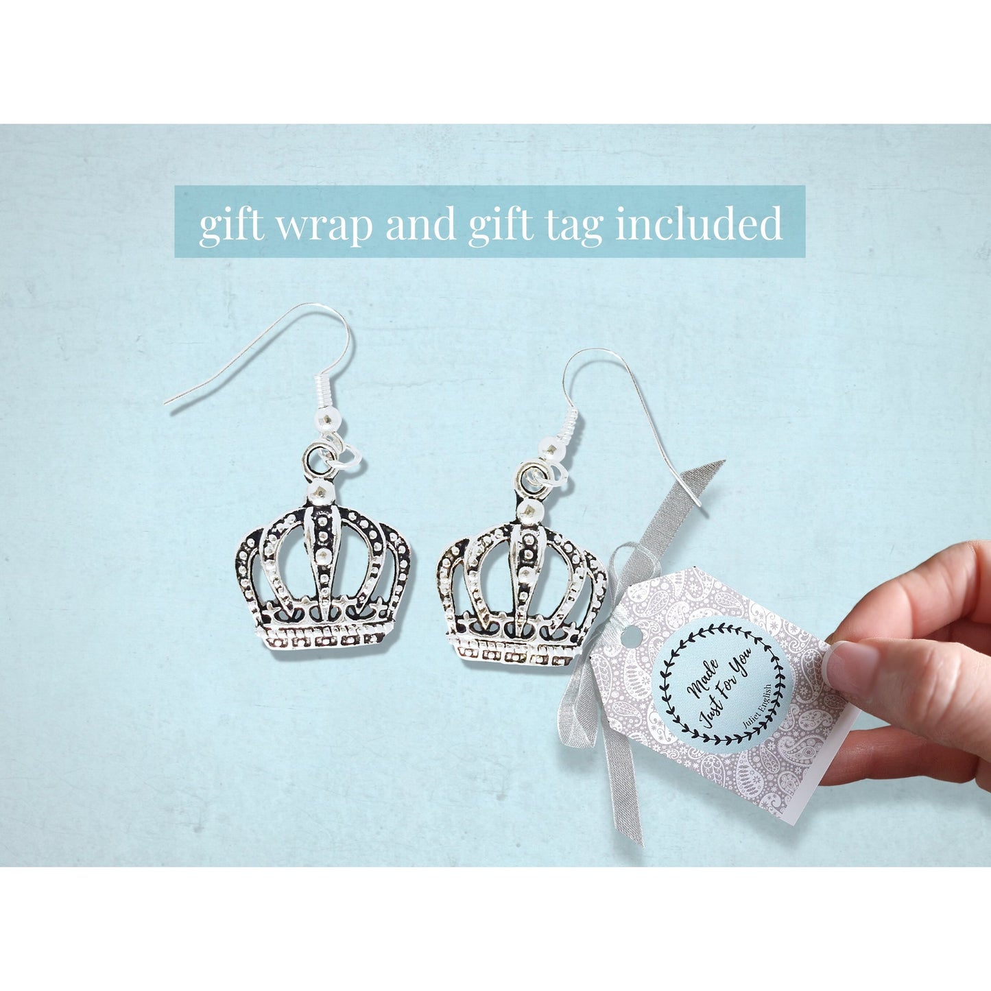 Crown Earrings - Silver