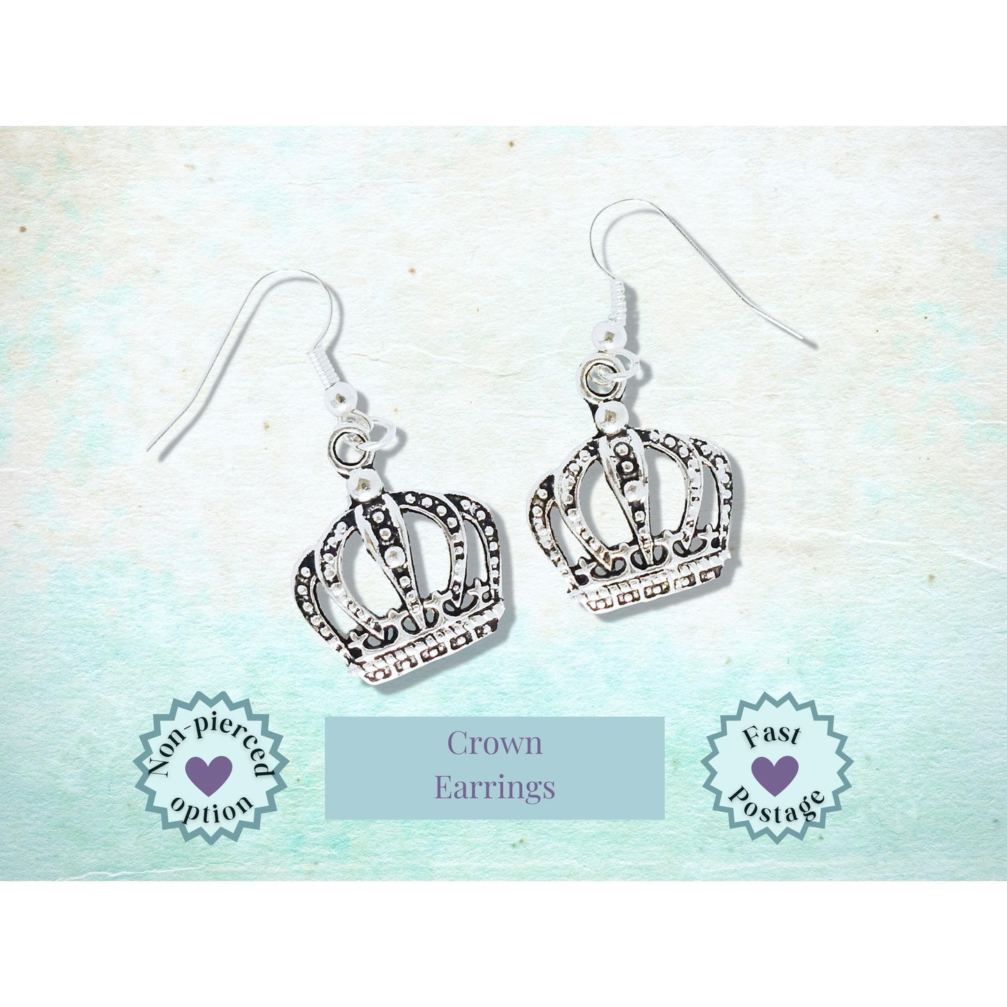 Crown Earrings - Silver