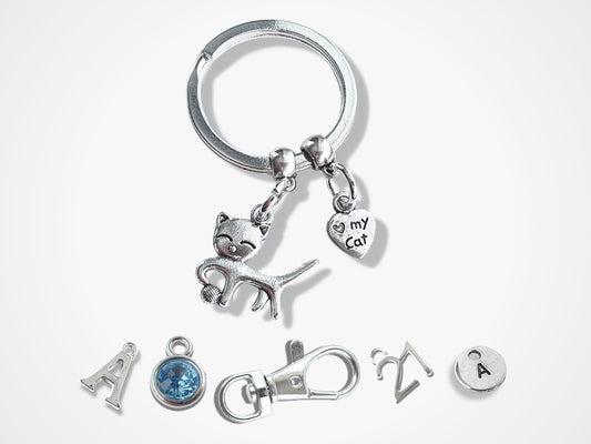 Cat Keyring - Silver