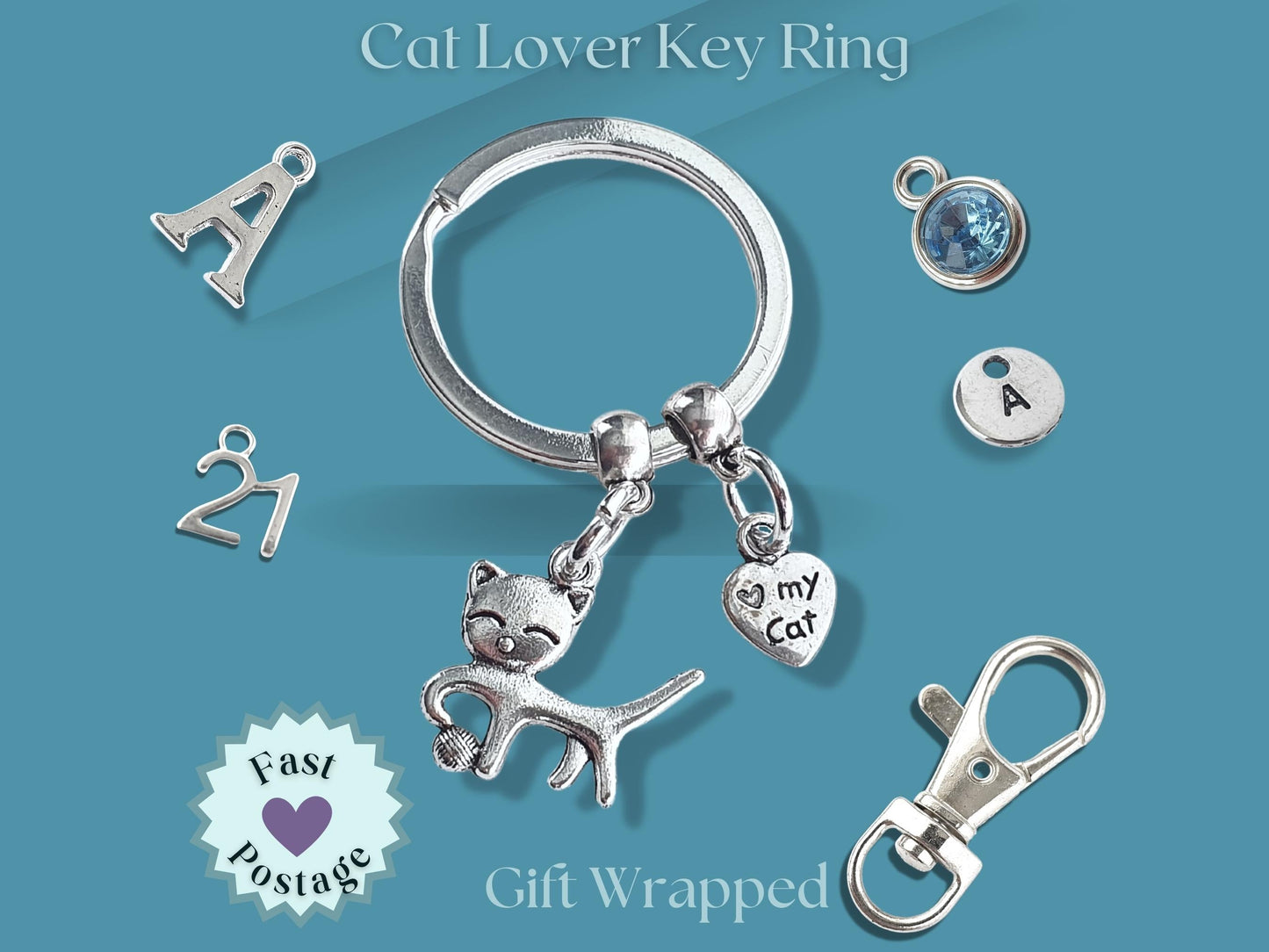 Cat Keyring - Silver