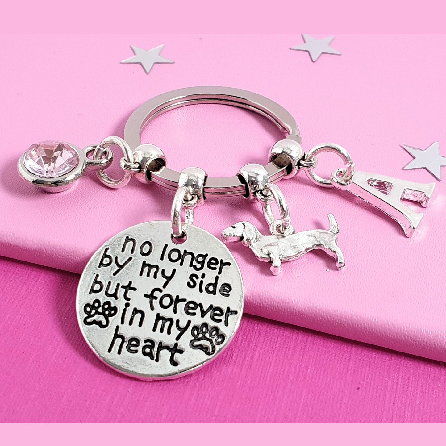 'No longer by my side but forever in my heart' dachshund Memorial Keyring