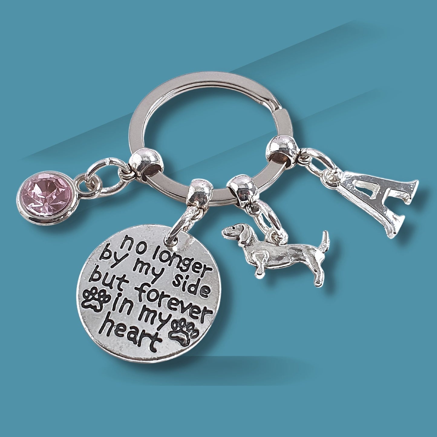 'No longer by my side but forever in my heart' dachshund Memorial Keyring