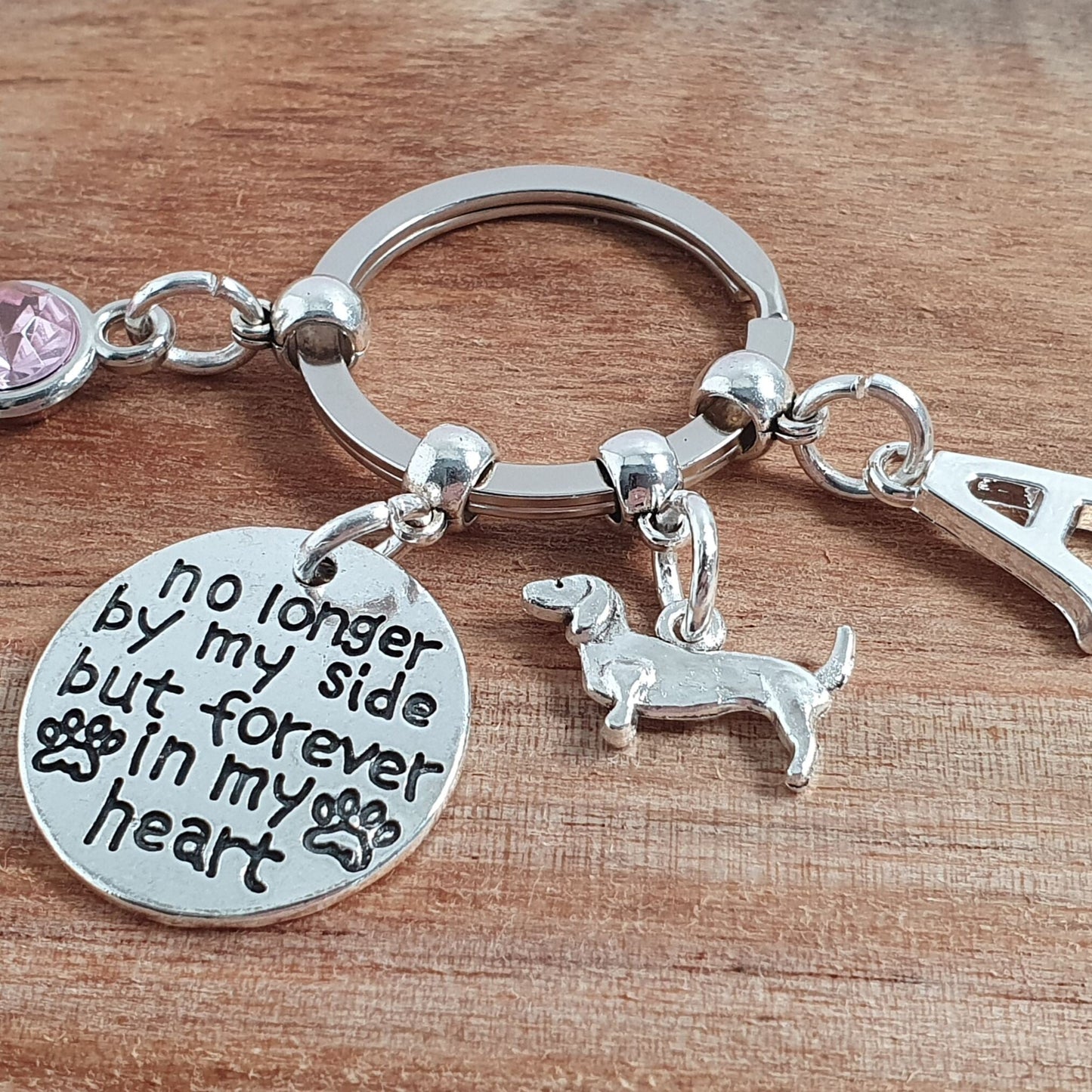 'No longer by my side but forever in my heart' dachshund Memorial Keyring