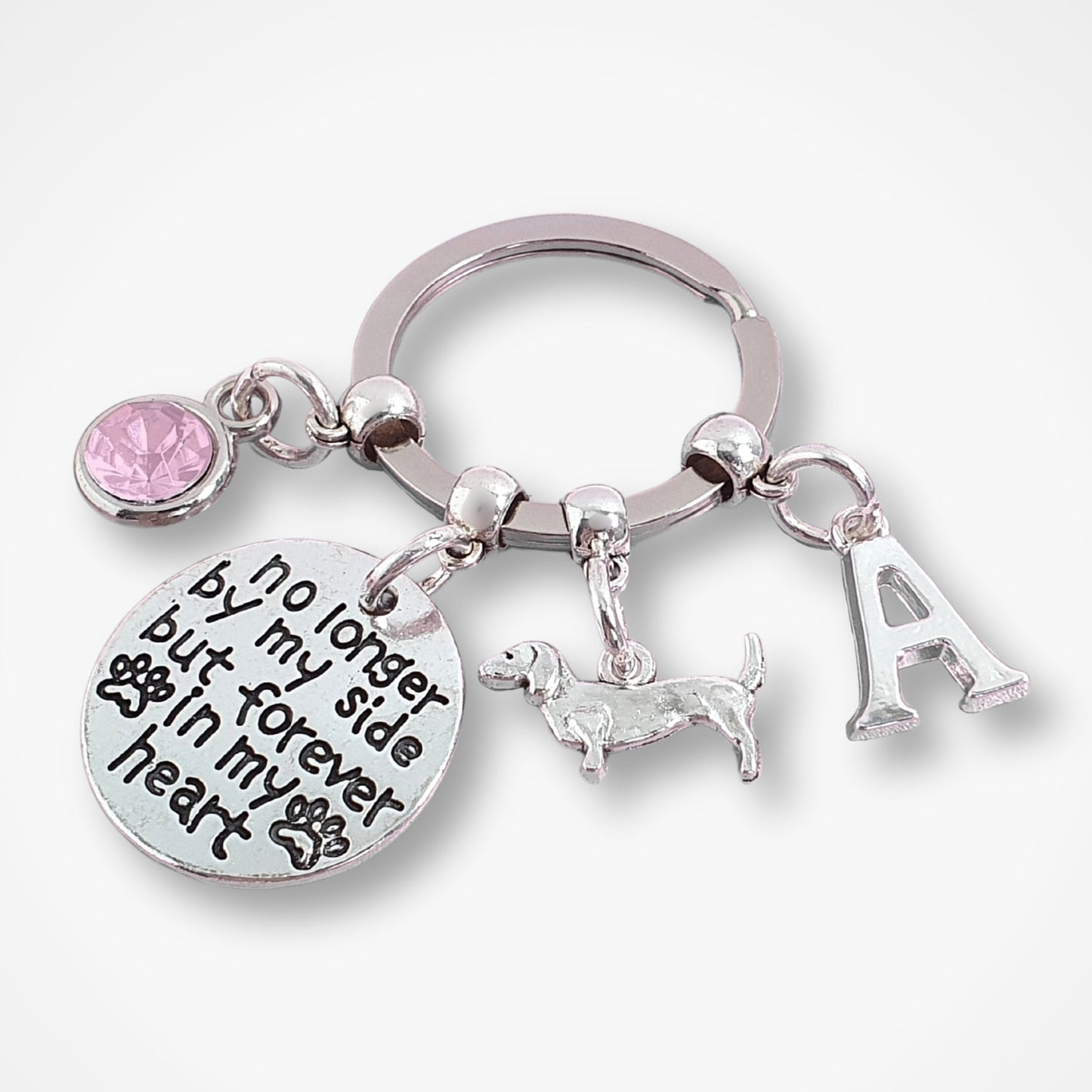 'No longer by my side but forever in my heart' dachshund Memorial Keyring