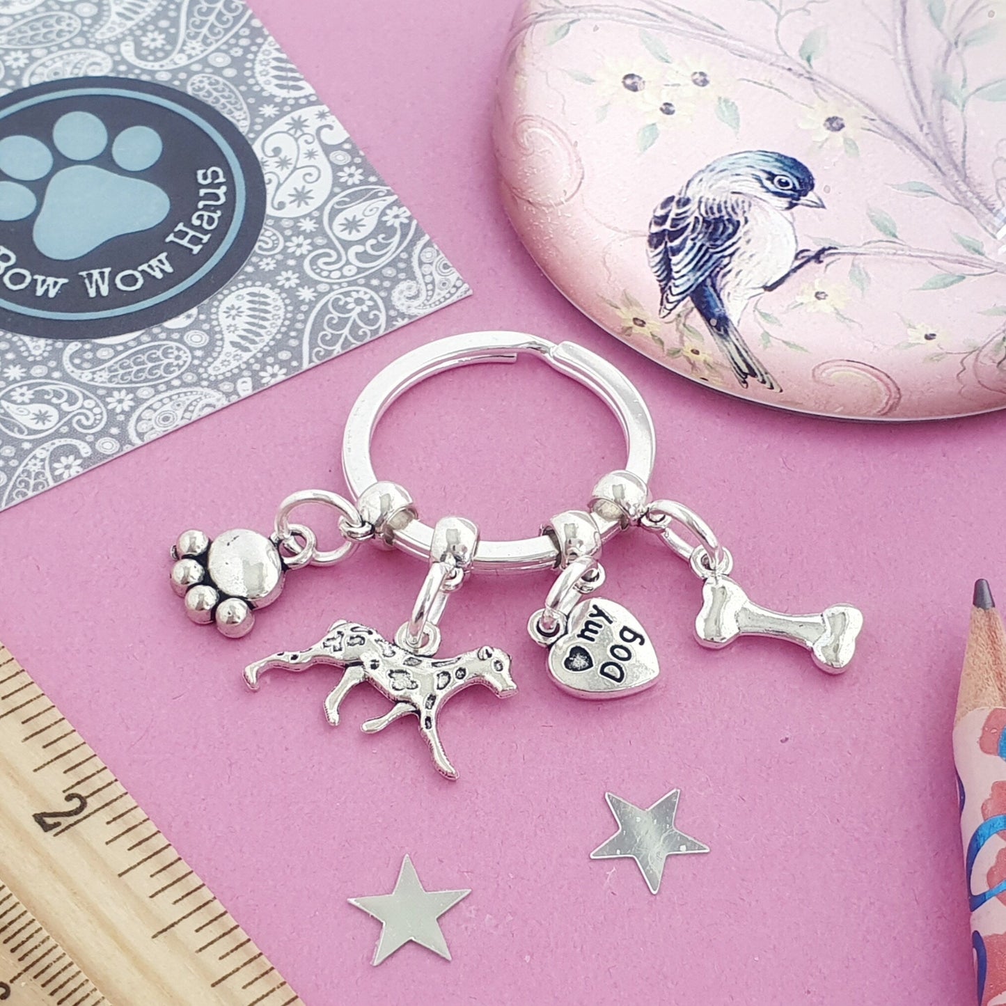 Dalmatian Keyring - Silver