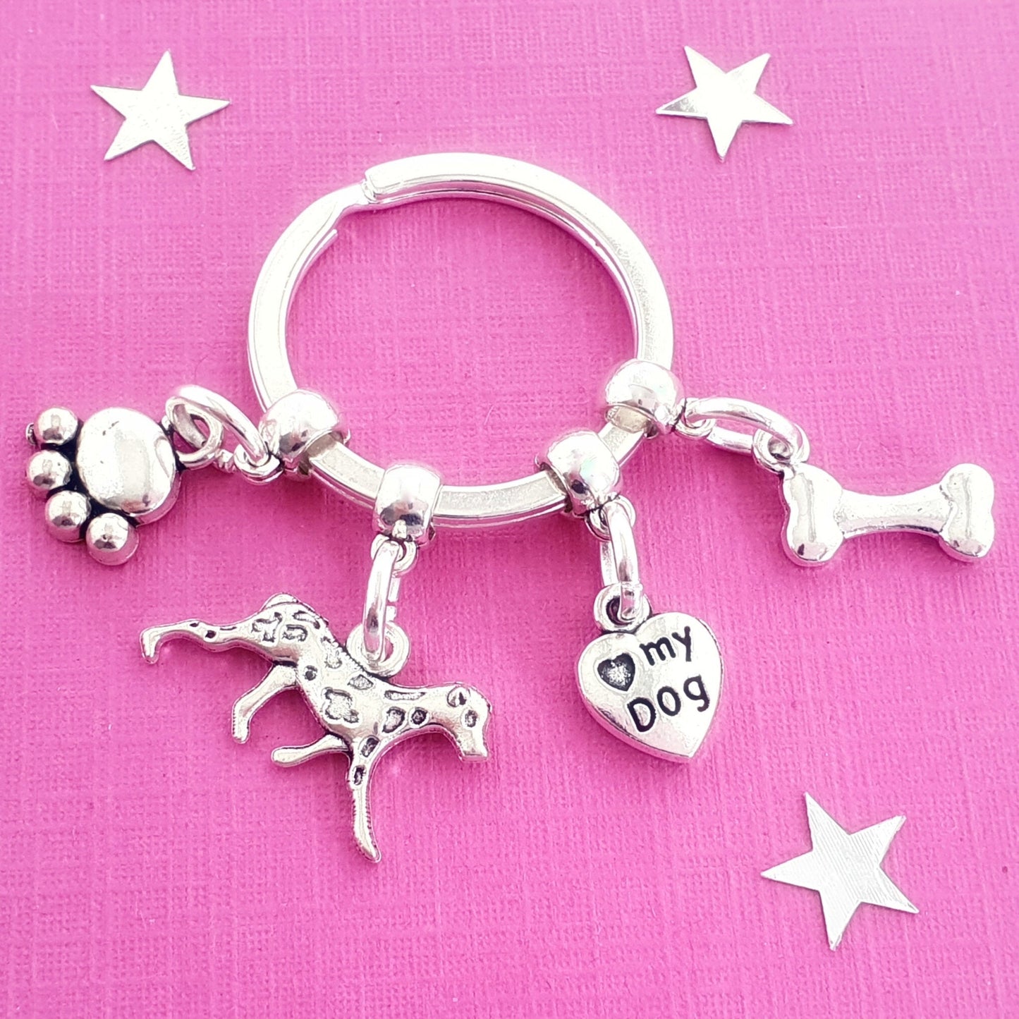 Dalmatian Keyring - Silver