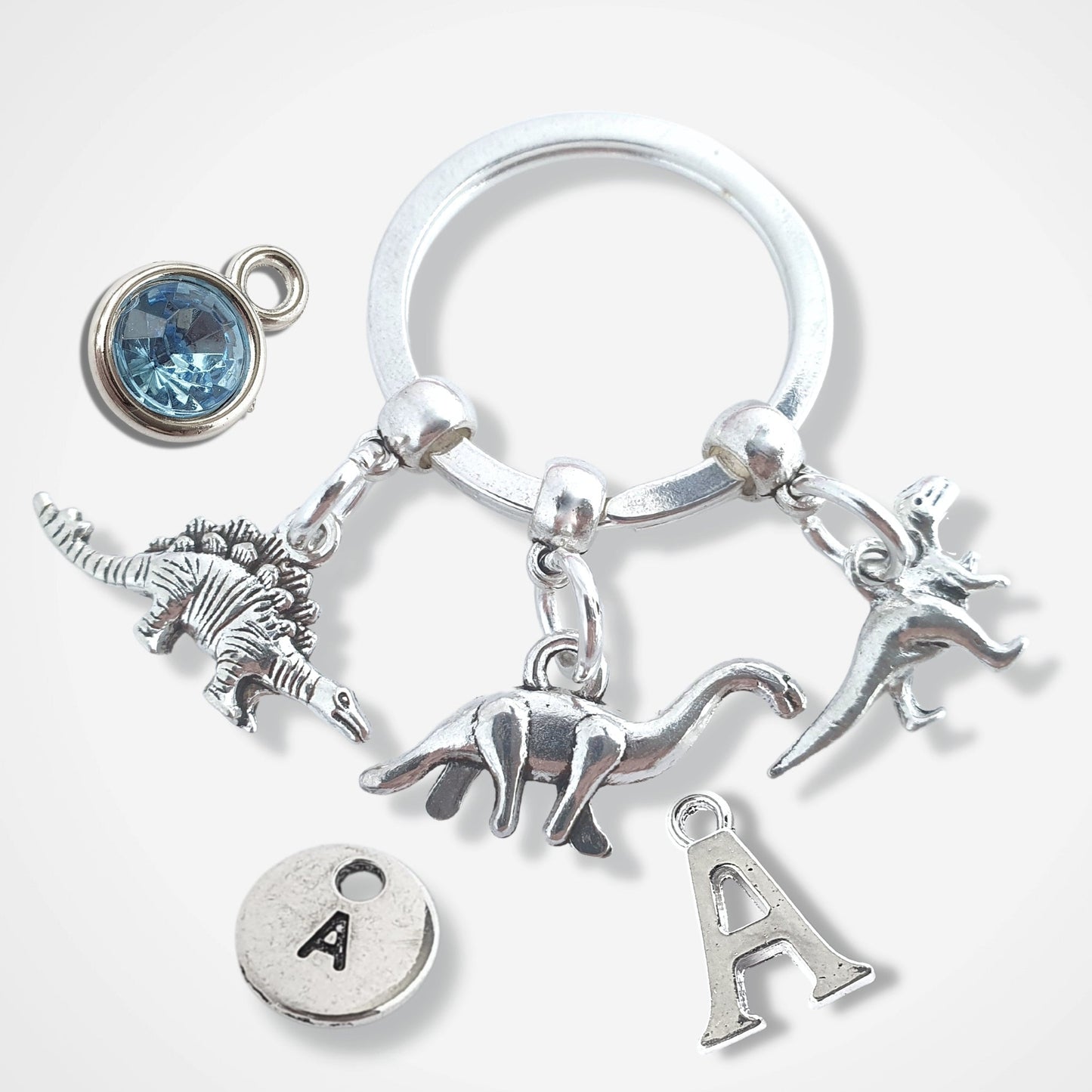 Dinosaur Keyring - Silver