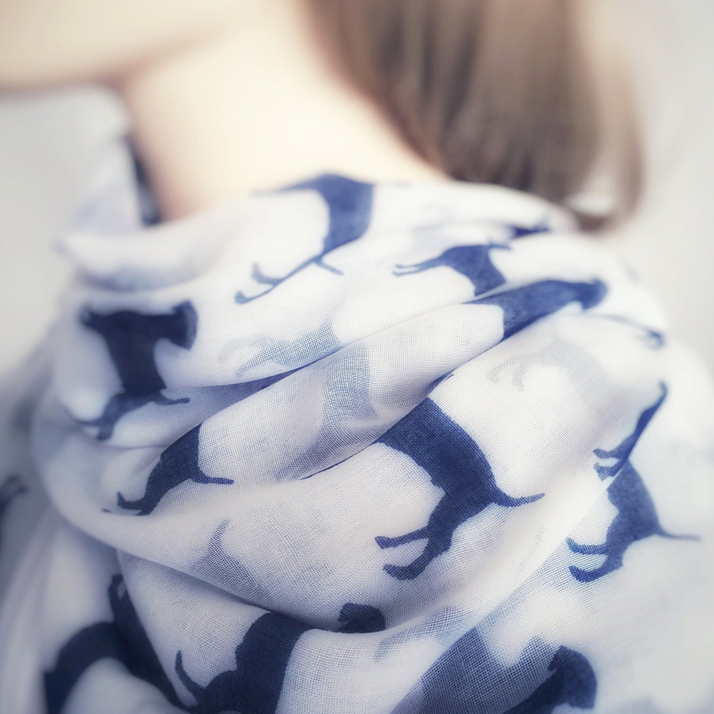 Labrador Print Scarf - Cream with Blue Dogs