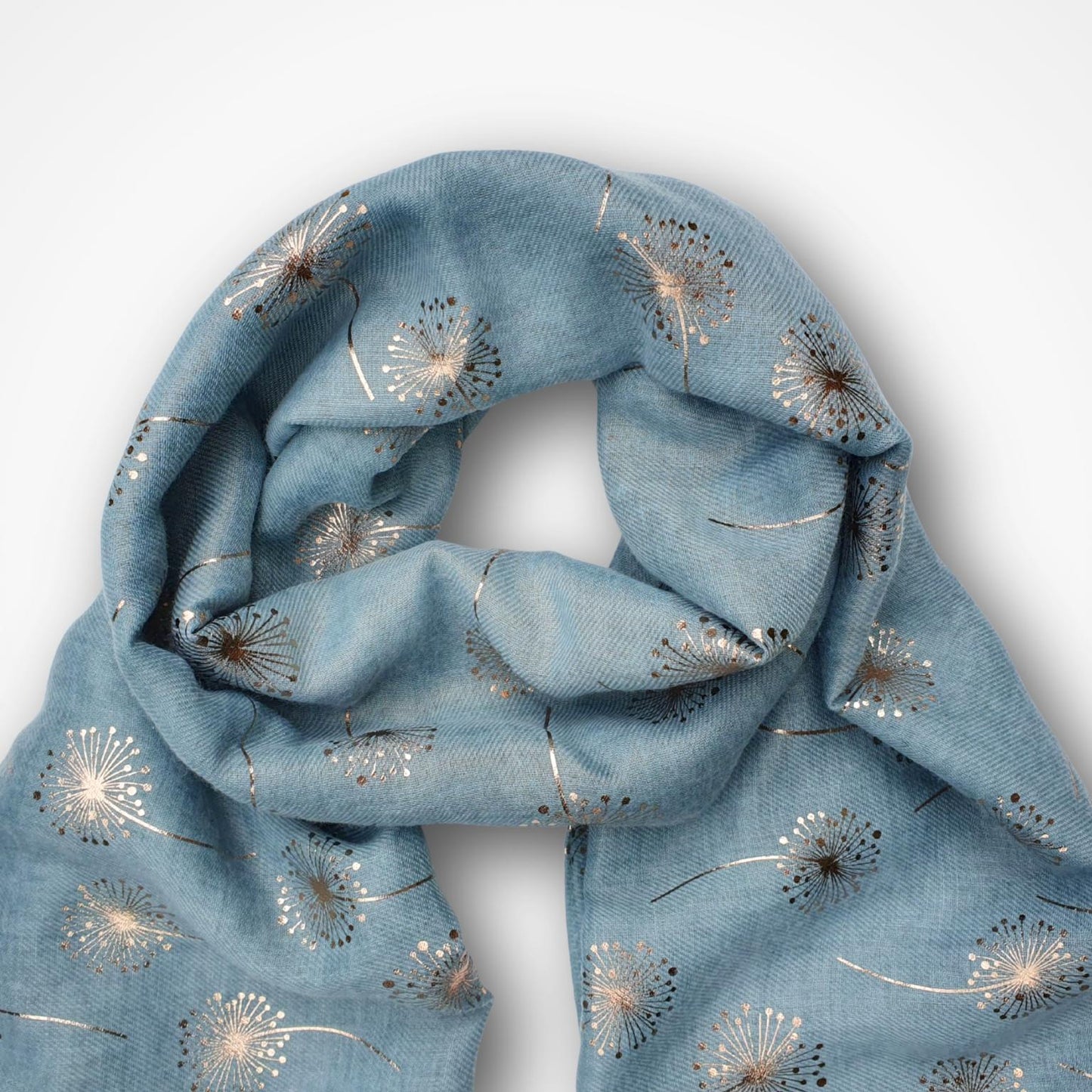 Foiled Dandelion Scarf - Duck Egg and Rose Gold Foil