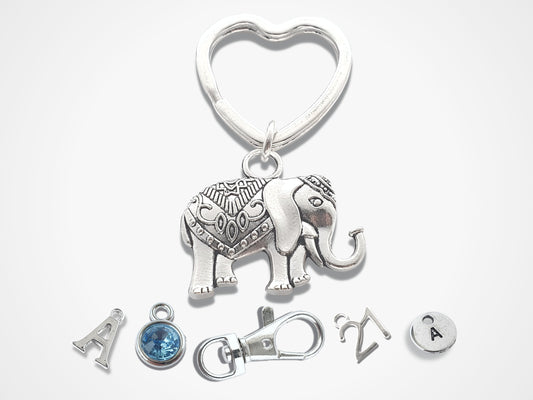 Elephant Charm Keyring - Silver