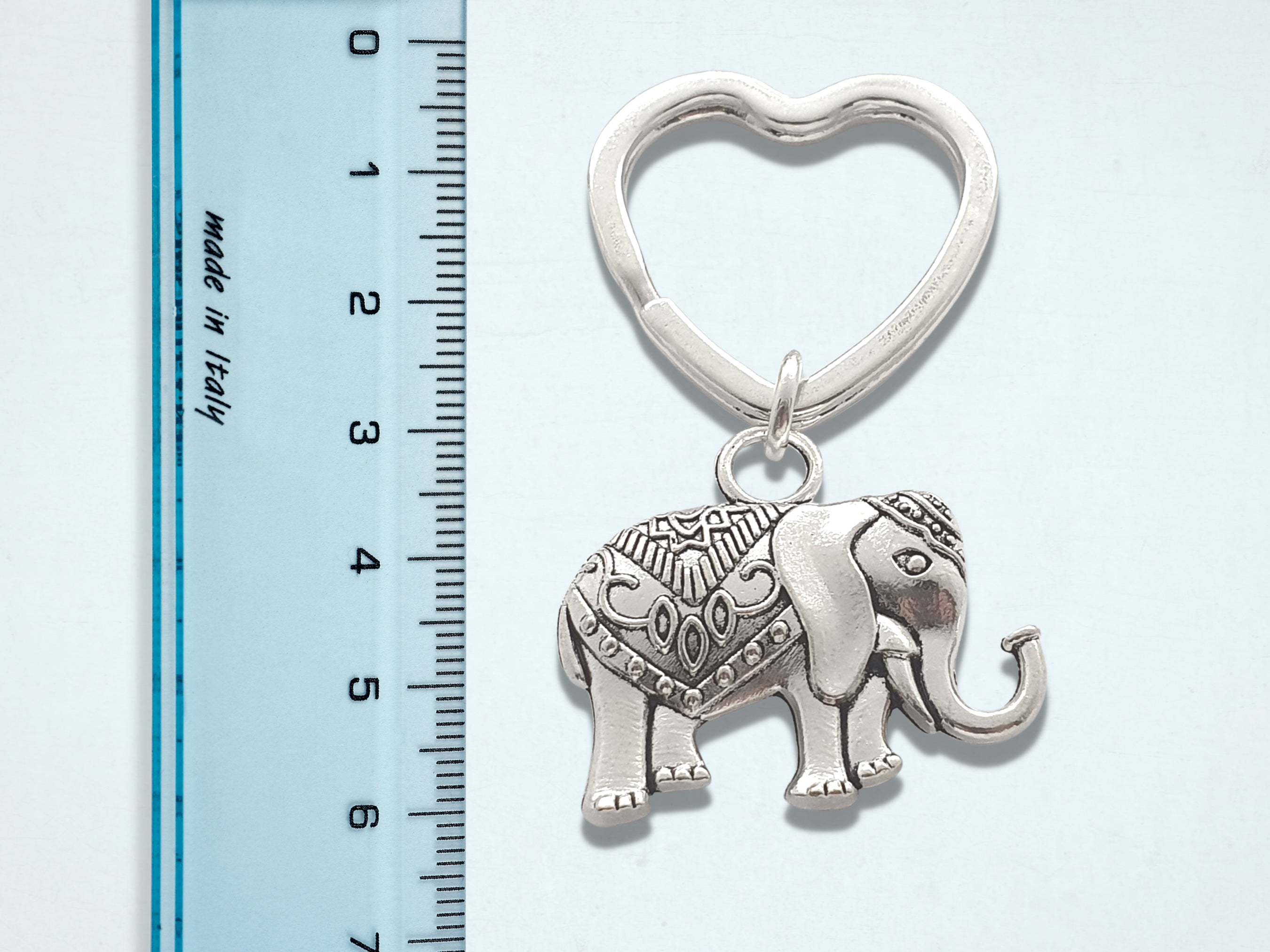 Elephant Charm Keyring - Silver