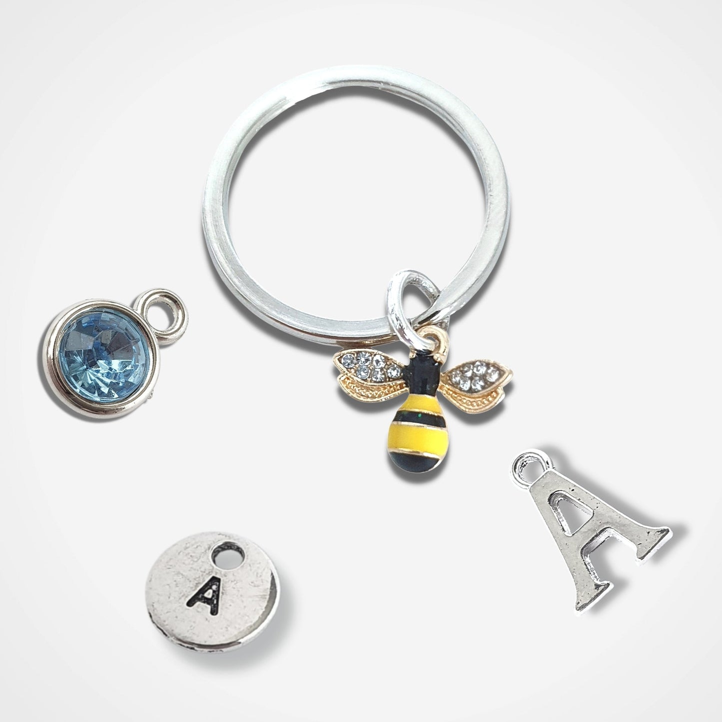 Bee Happy Keyring - Silver