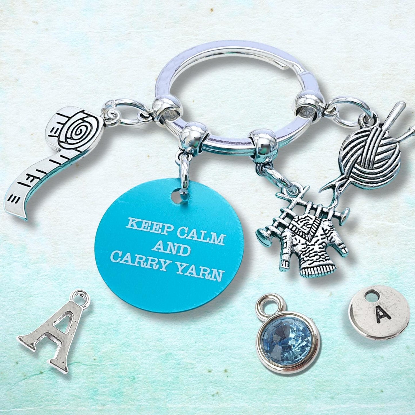 Engraved Knitting Lover Keyring - Silver