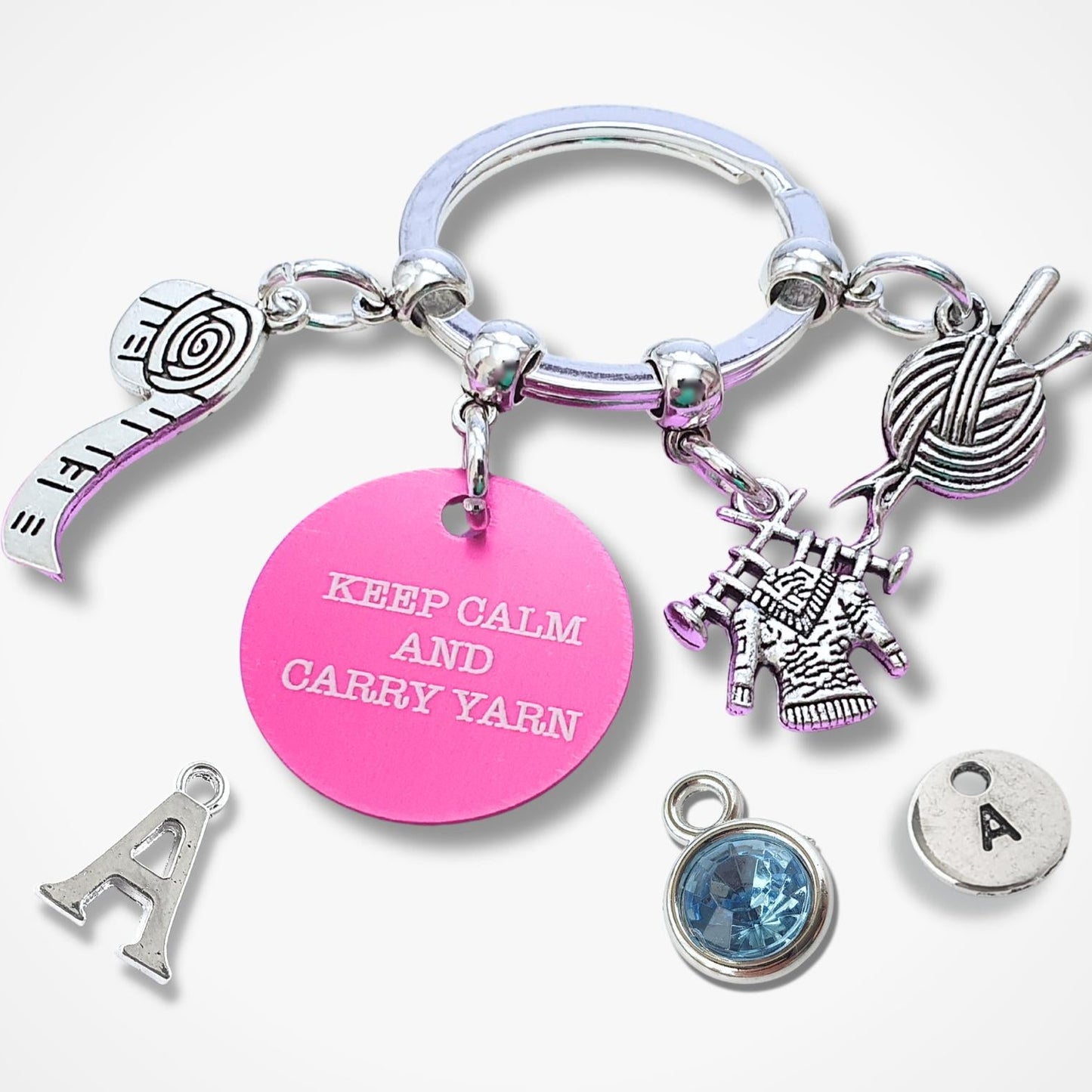 Engraved Knitting Lover Keyring - Silver