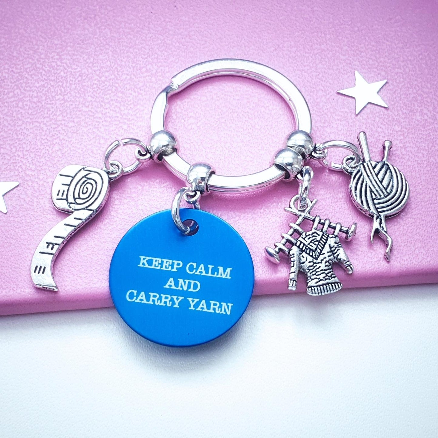 Engraved Knitting Lover Keyring - Silver