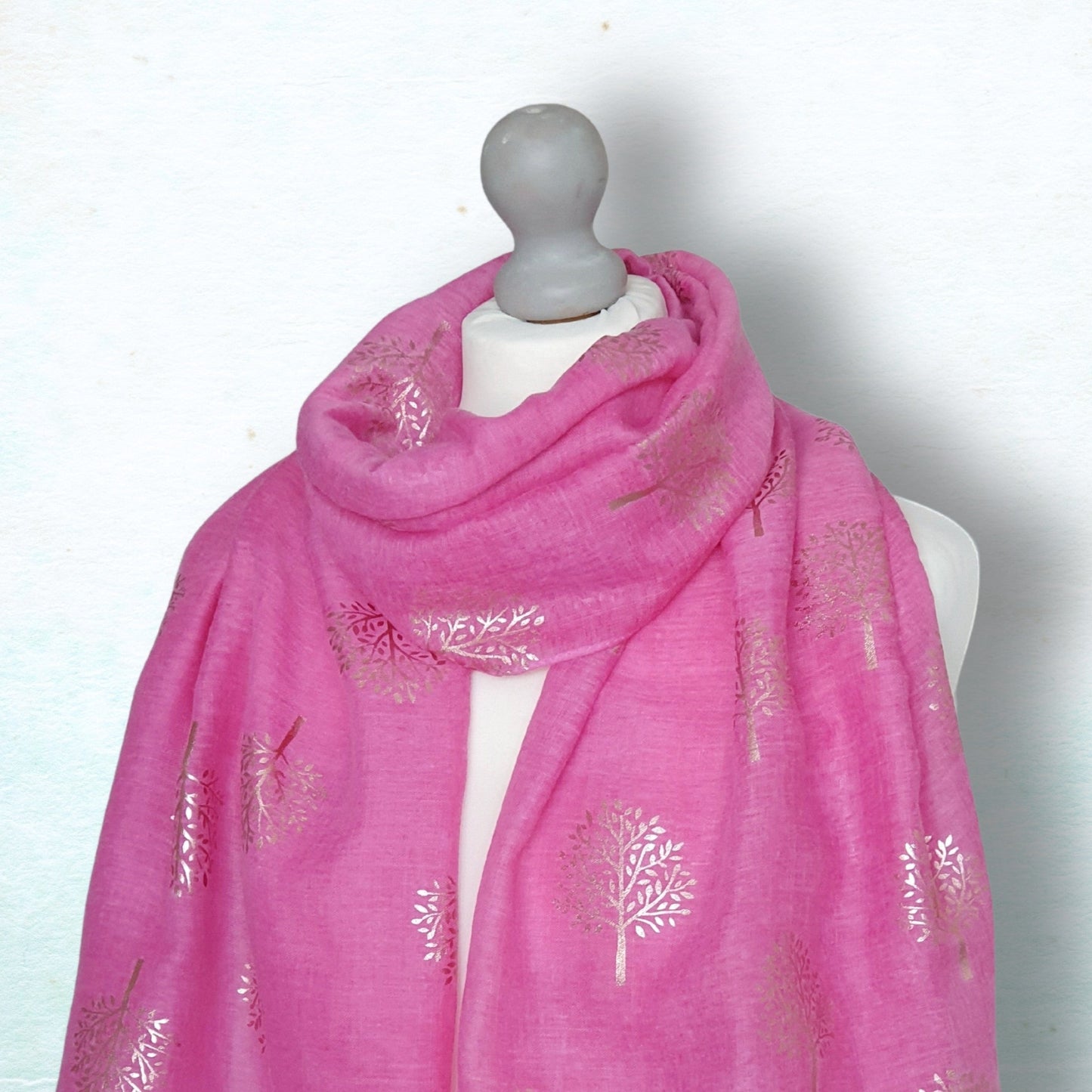 Foil Mulberry Tree Scarf - Fuchsia Pink