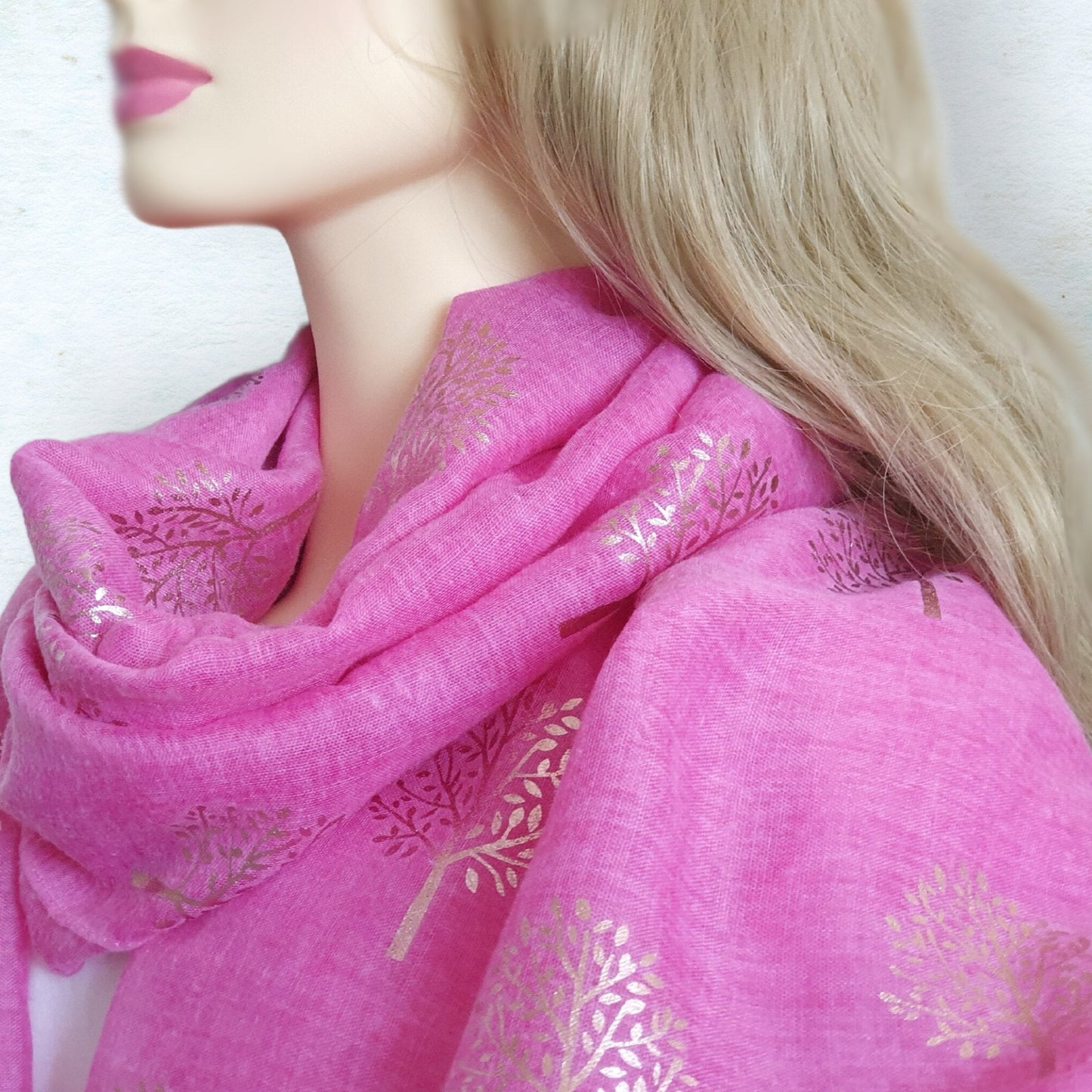 Foil Mulberry Tree Scarf - Fuchsia Pink