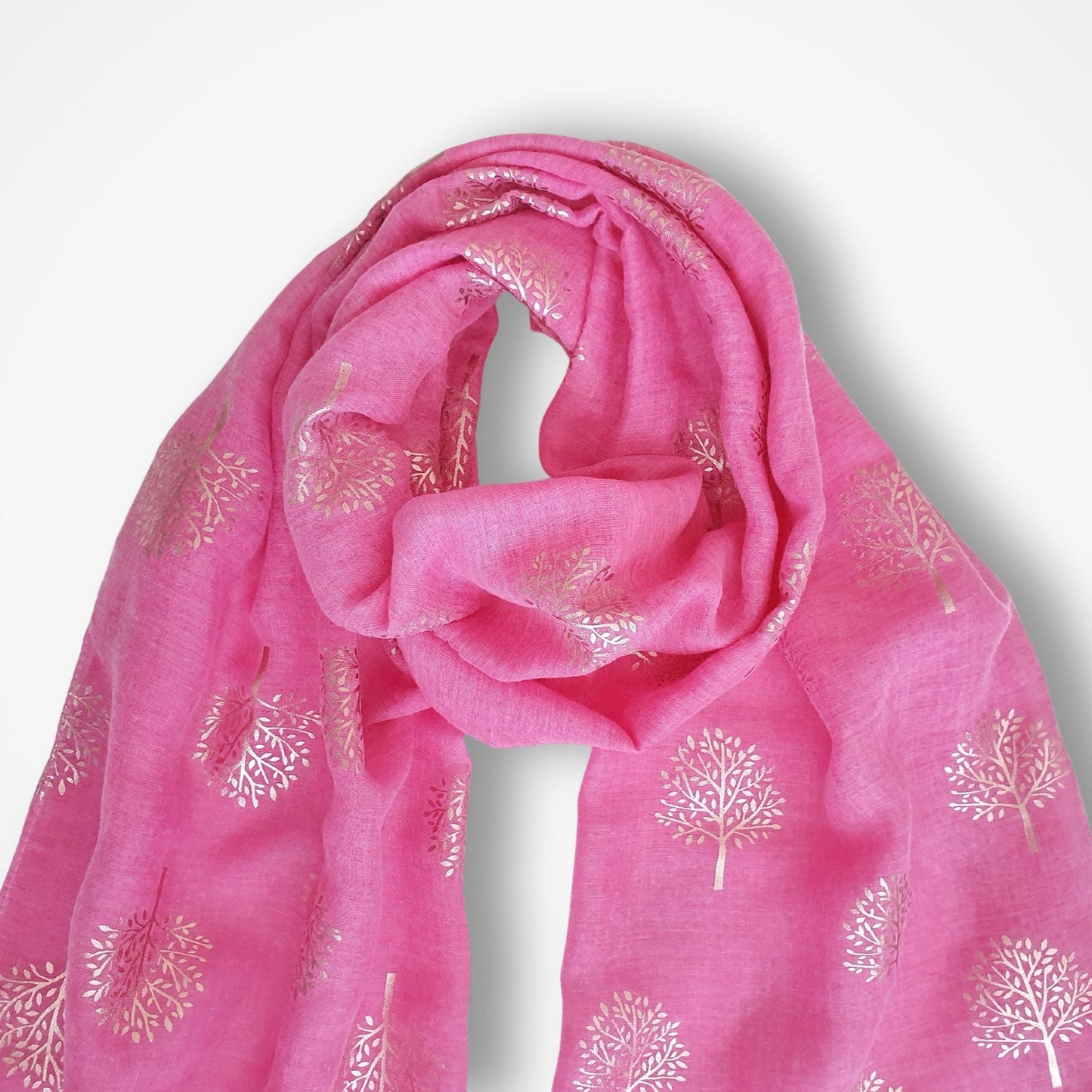 Foil Mulberry Tree Scarf - Fuchsia Pink