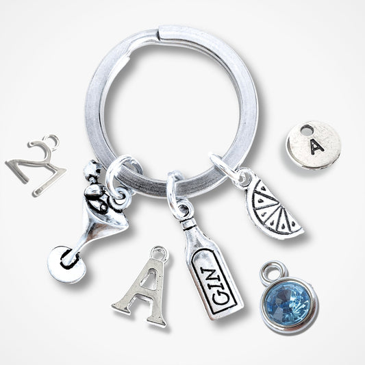 Gin and Tonic Lovers Keyring - Silver
