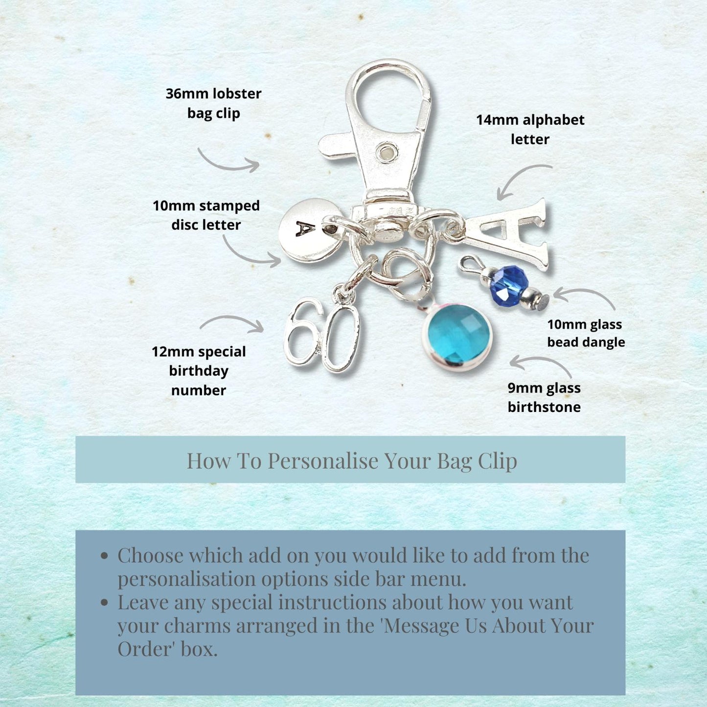 Sparkly Clip On Heart Charm - Silver