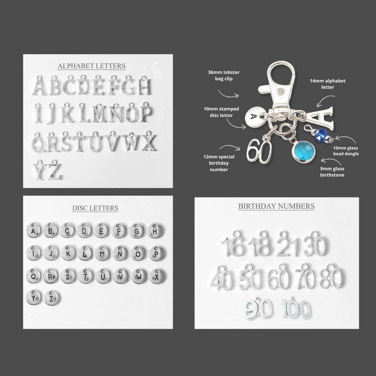 Sparkly Clip On Heart Charm - Silver