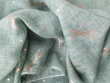 Load image into Gallery viewer, Copy of Ladies Lightweight Scarf with Rose Gold Dragonfly Design - Green
