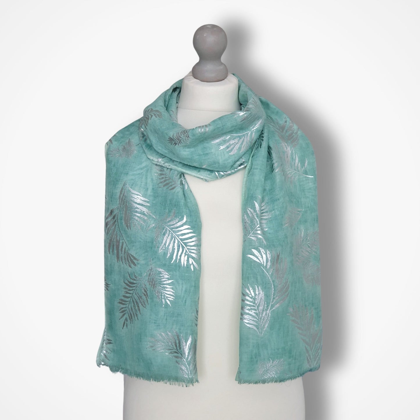 Foiled Leafy Print Women's Scarf in Green ~ Personalised Gift for Her