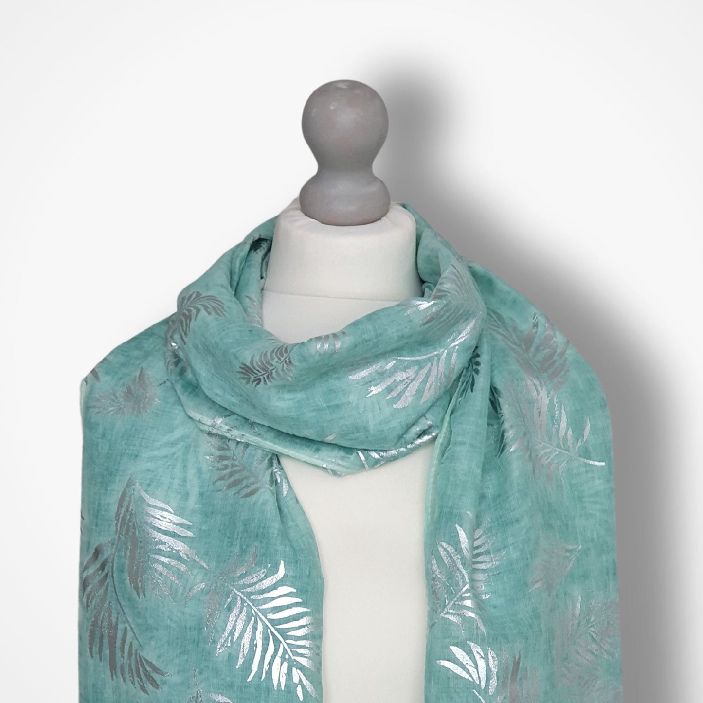 Foiled Leafy Print Women's Scarf in Green ~ Personalised Gift for Her