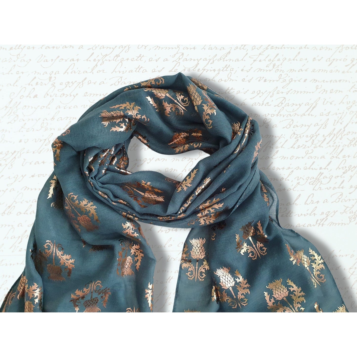 Foiled Thistle Scarf - Green