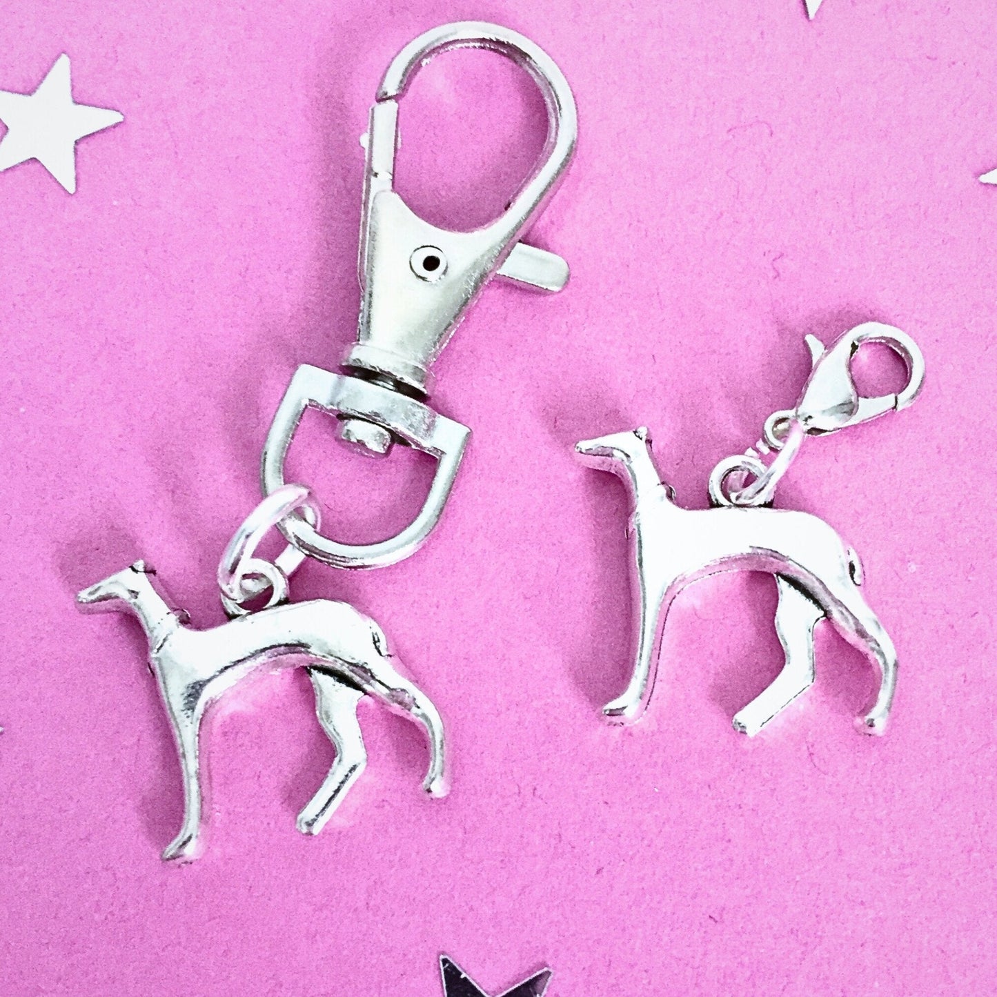 Greyhound Lover Bag Charm - Silver