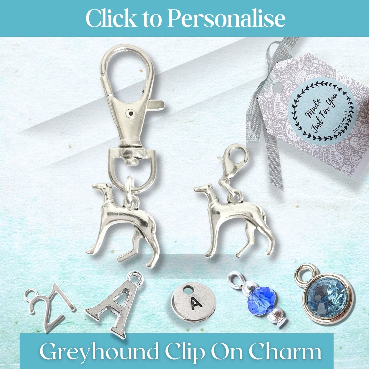 Greyhound Lover Bag Charm - Silver