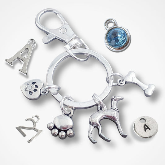 Whippet Keyring - Silver