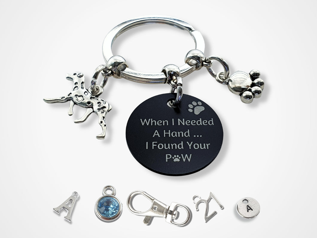 Engraved 'When I needed a Hand... I Found Your Paw' Dalmatian Keyring - Silver