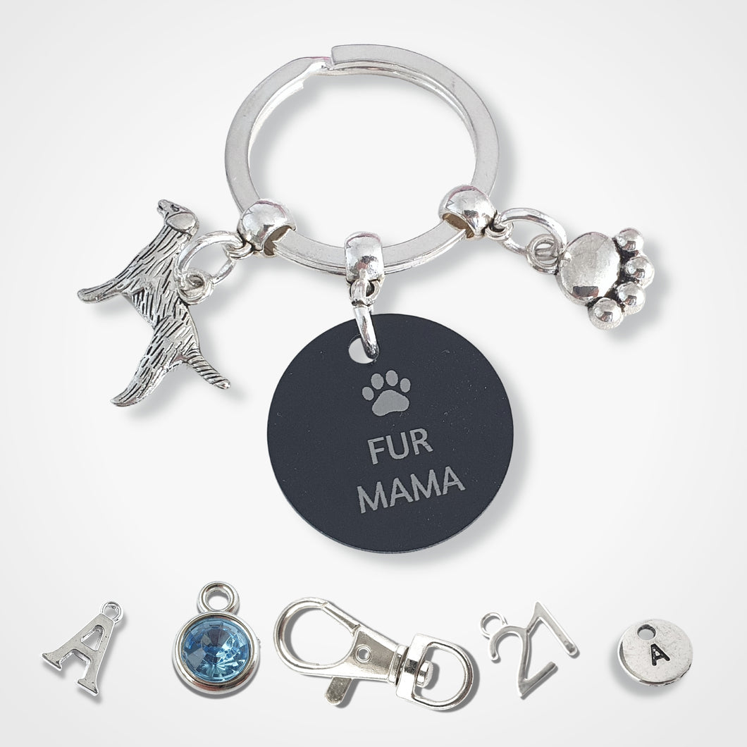 'Fur Mama' Retriever Keyring - Silver